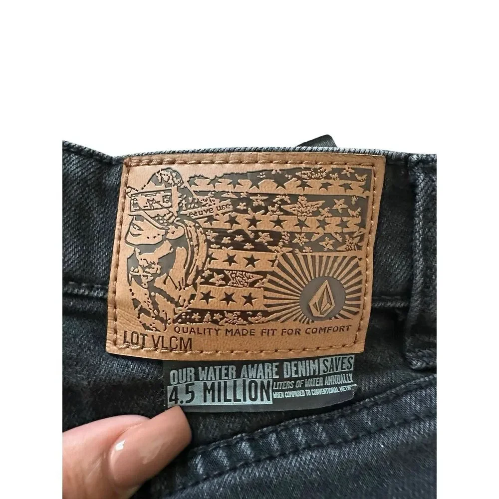 Volcom Men's Billow‎ Loose Fit Black Jeans Size 22 Denim